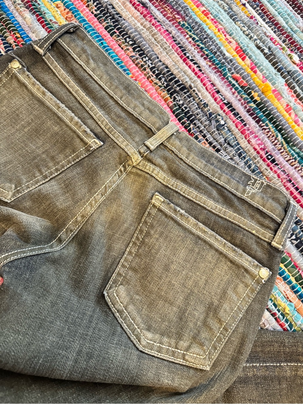 Vintage Y2K 2000s Plastic by GLY Bootcut Low Rise Faded Yellow Tone Jeans - Picture 3 of 6